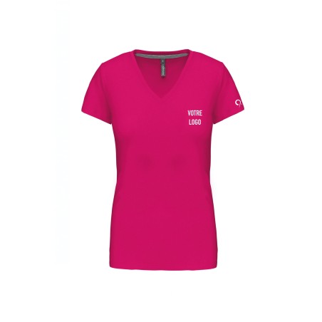 K381 - T-shirt col V manches courtes femme